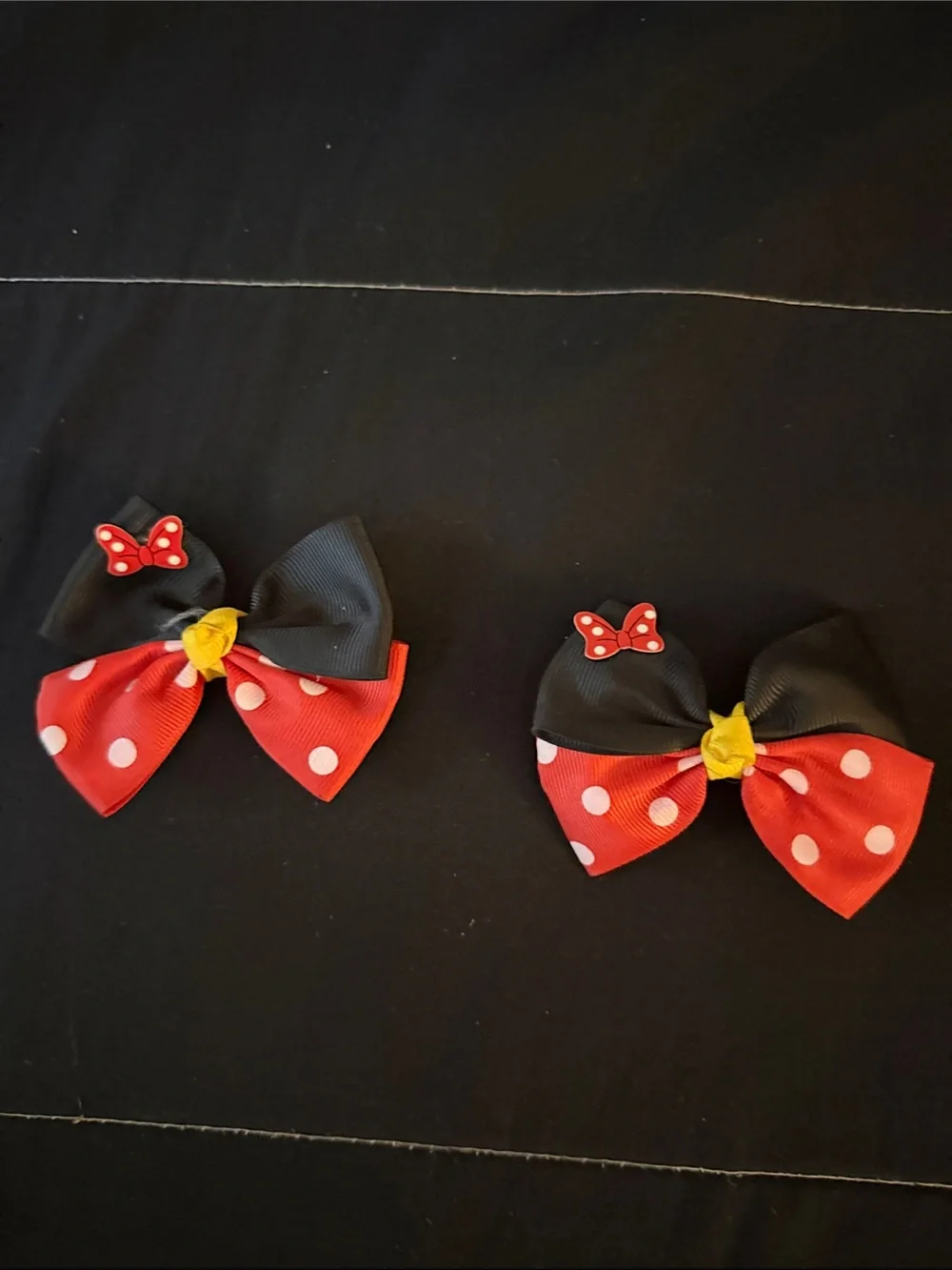 Polka Dot Minnie-Inspired Hair Bows - Red, Black & Yellow